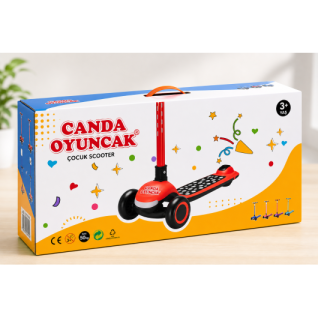 CANDA OYUNCAK 3 Tekerlekli Işıklı Ayarlanabilir Direksiyonlu Çocuk Scooter - Mavi  3+ Yaş , 50 Kg Kapasiteli